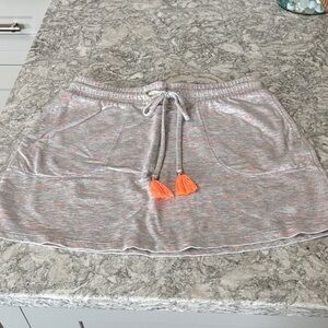 Casual Heathered Drawstring Mini Skirt with Tassels - Pink/orange/Gray